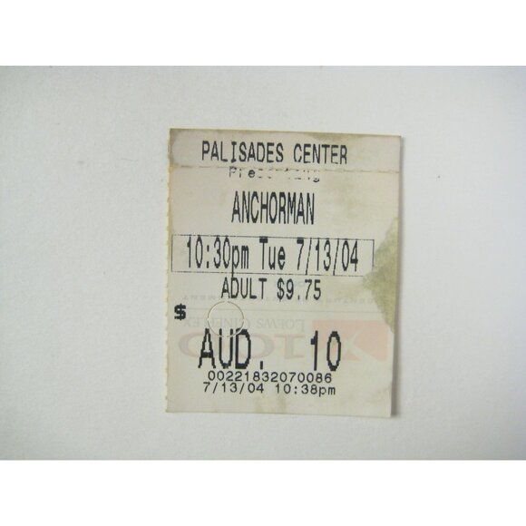 Vintage Anchorman Movie Ticket Stub 2004 Palisades Center Tue 071304 - Picture 1 of 6